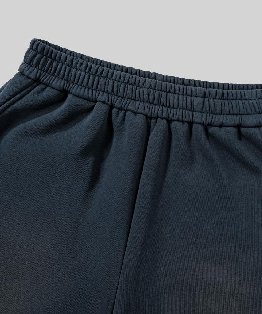 Beodeonteu (Fleece-Lined) Vintage Washed Diagonal Cut Line Sweatpants [Navy]