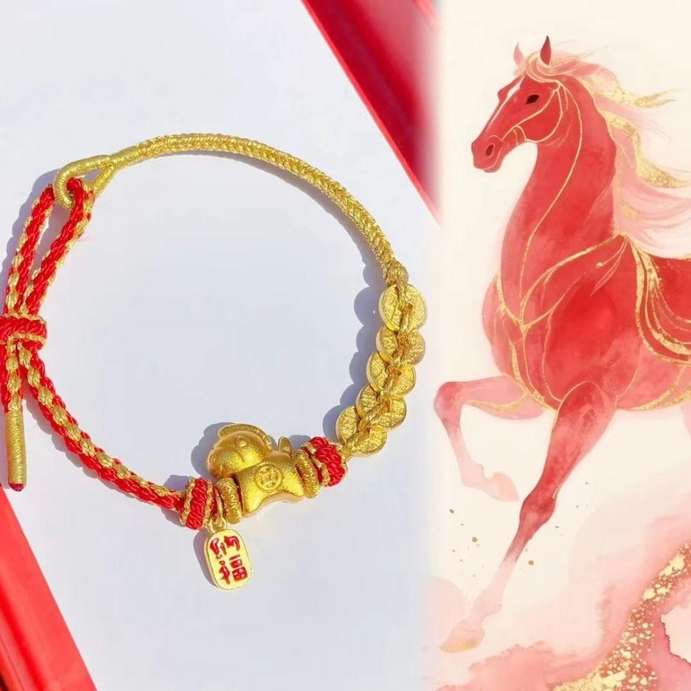 Hand-woven Zodiac Horse Bracelet Year of The Horse Red Handrope  Fortune Accessory