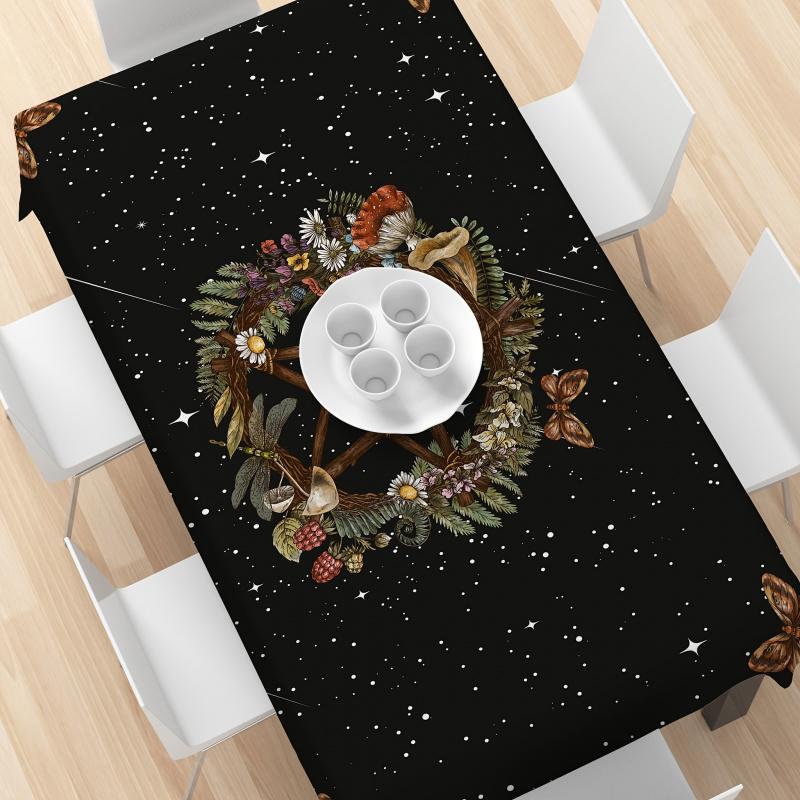 VIKAMA Bosque Estrellado Pentáculo Tela de Altar de Tarot Corona Natural Mantel Ritual de Mesa Tapete de Meditación de Brujería para Lectura de Tarot
