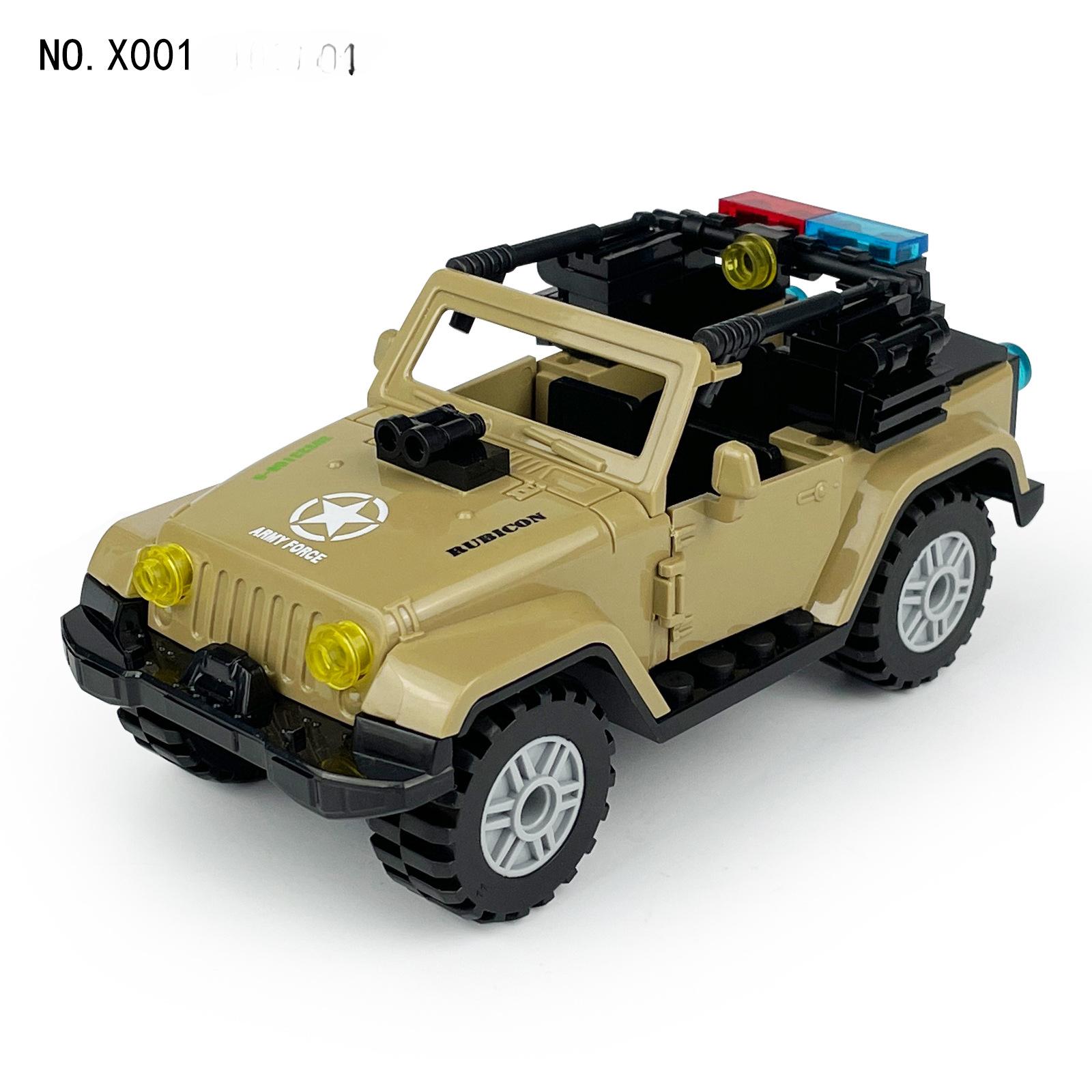X001 черный джип, специальный полицейский армейский зеленый автомобиль, внедорожник, детская сборка, строительные блоки из мелких частиц, игрушки