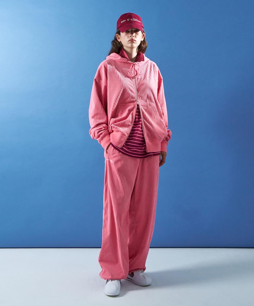 MOONSUN M.C Unisex, Corduroy Sweat Pants / Pink