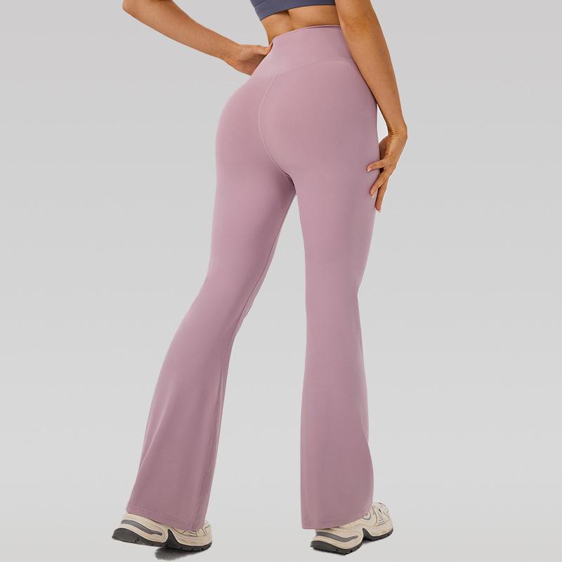 Women's Solid Color High-Waist Flare Yoga Pants