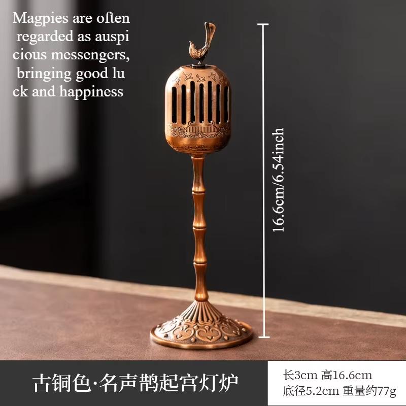 Matel Magpie Hollow Lamp Sandalwood Fragrance Censer Smoking Backflow Incense Holder Tea House Ornaments Study Room Home Decor