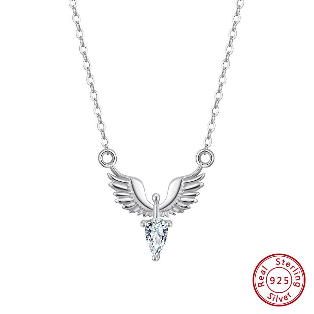 Effie Queen S925 Reinsilber Zirkon Engelsflügel Feder Choker Anhänger Ästhetische Gliederketten Halskette Kragen Hochzeitsgeschenk APN54