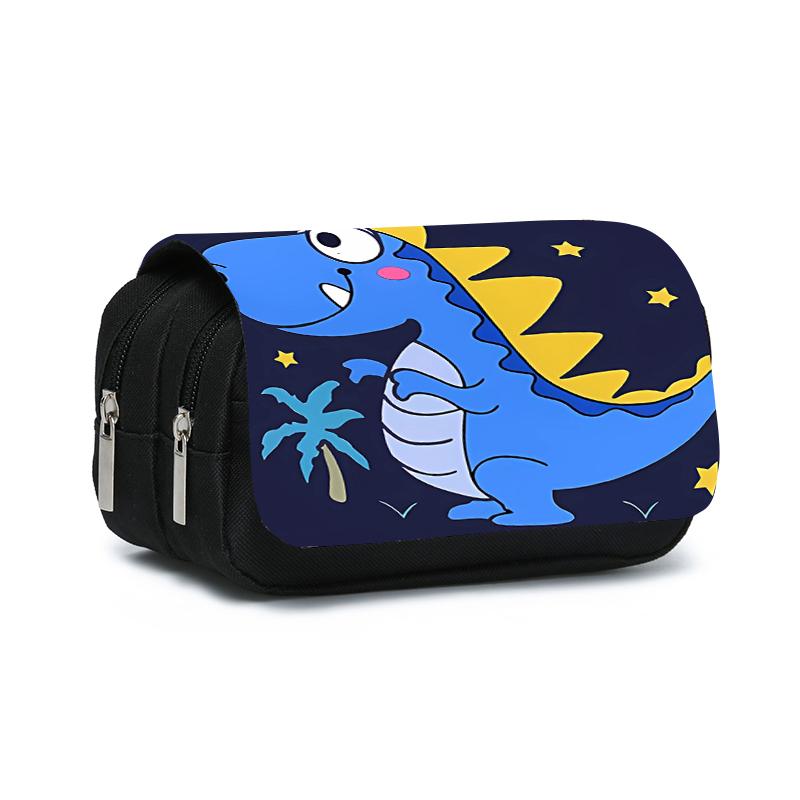 Dinosaur Print Double Layered Flip Pen Case for Boy and Girls Best Gifts 3D Cartoon School Supplies Pencil Bags for Children