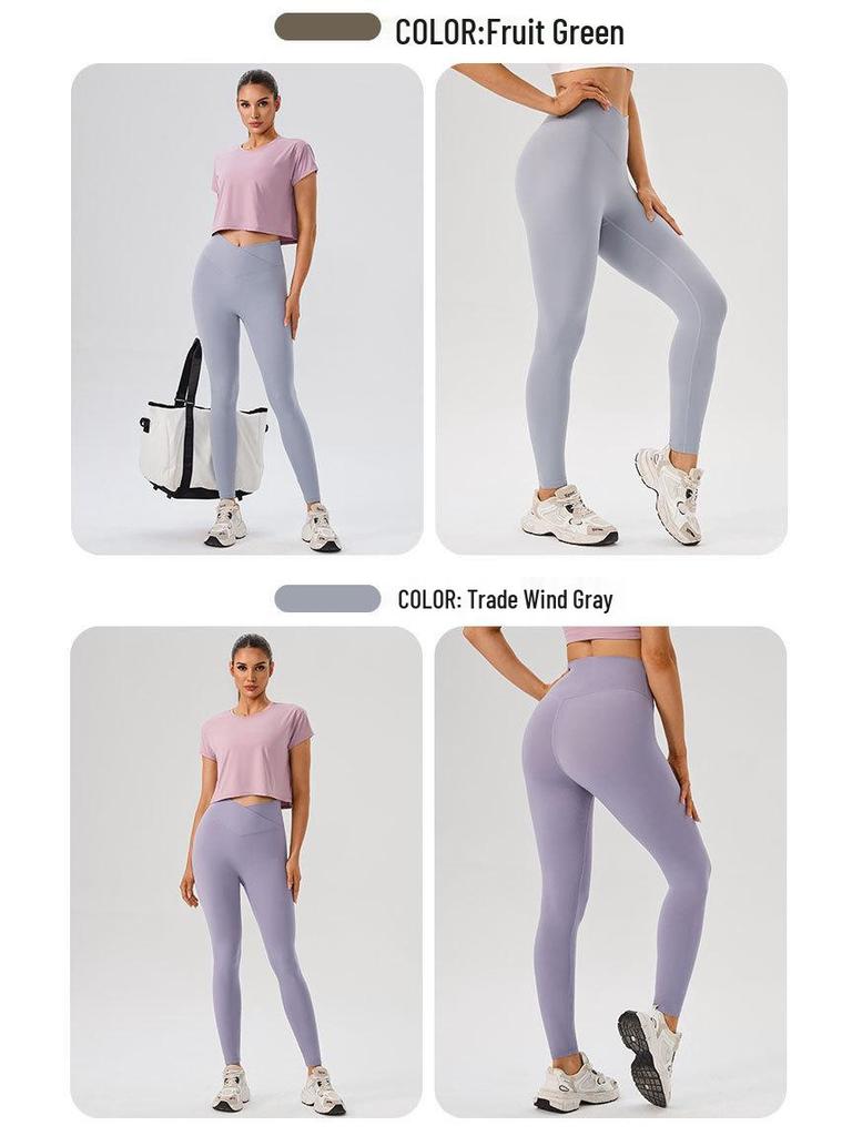 Cross-High Waist Women's Yoga Pants - Hip Lifting, Body Shaping, Pilates Fitness Leggings.