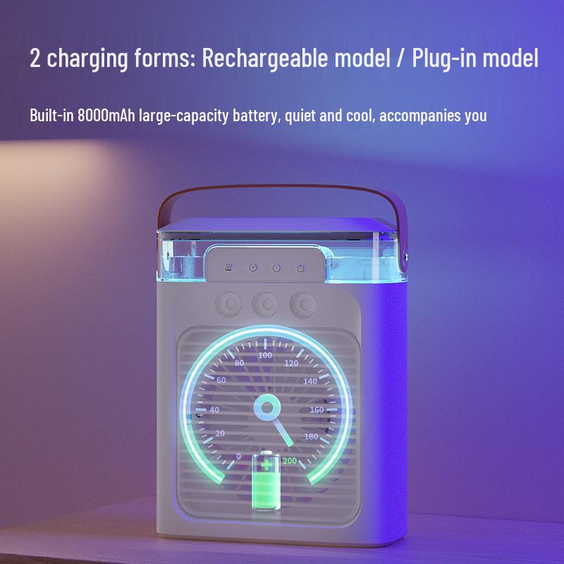 USB Rechargeable Desktop Humidifier Fan with Touch-Screen and Dual Mode