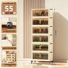 40-60cm Wide Transparent Foldable Double Door Floor Storage Cabinet with Multiple Layers