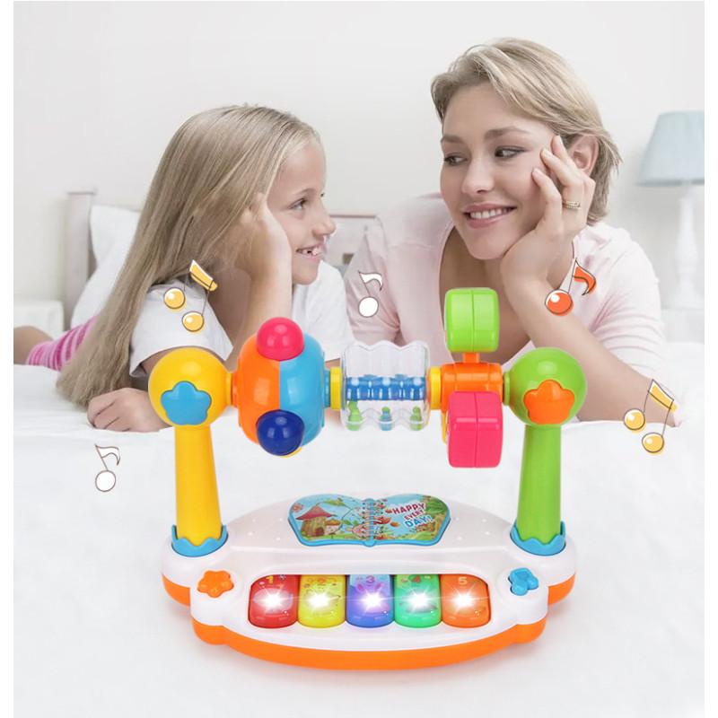 Toy Piano Baby Kids Rotating Music Keyboard Light Toddlers Gifts Educational