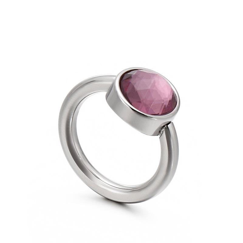 Korean Titanium Steel Crystal Multi-Color Cat's Eye Stone Ring