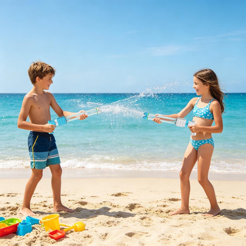 42cm Extendable Water Blaster Multi-Nozzle Water Gun Outdoor Beach Pool Toy for Kids Summer Water Play