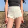Sommer-Retro-Farbserie, hohe Taille, gerollte Kanten, erhöhtes Gesäß, gestrickte Unterseite, gewickeltes Gesäß, schlankmachende Shorts für Frauen in Hotpants