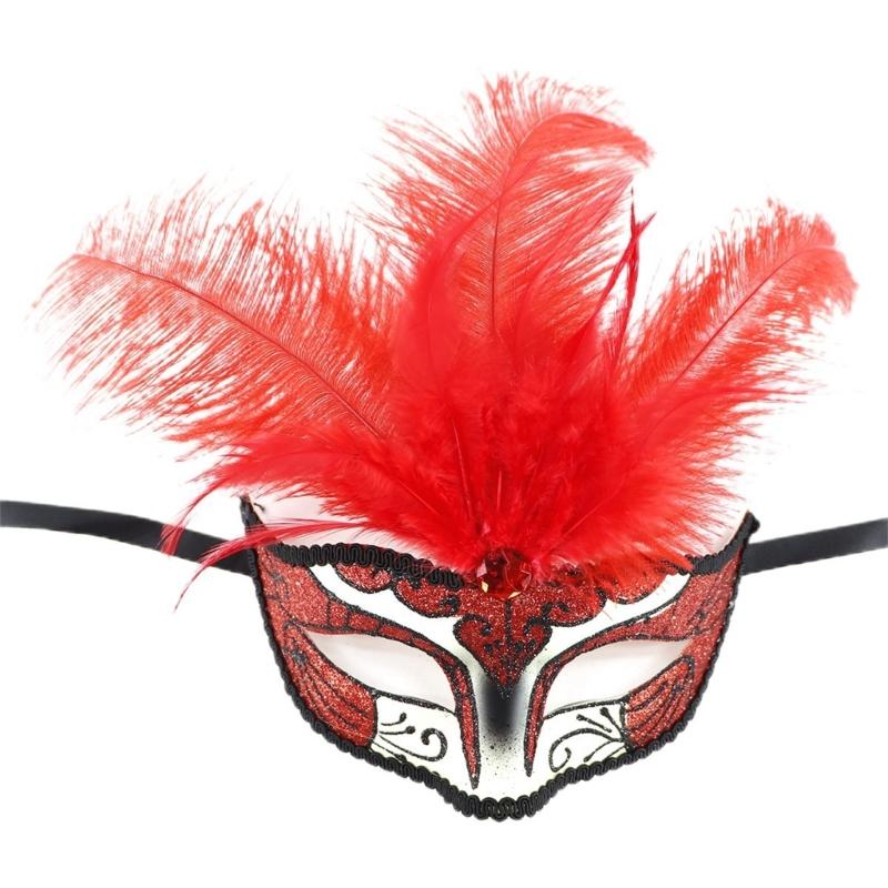 Feathered Masquerade Mask for Women Men Halloween Masquerade Cosplay Mask Half Face Mask Halloween Mask