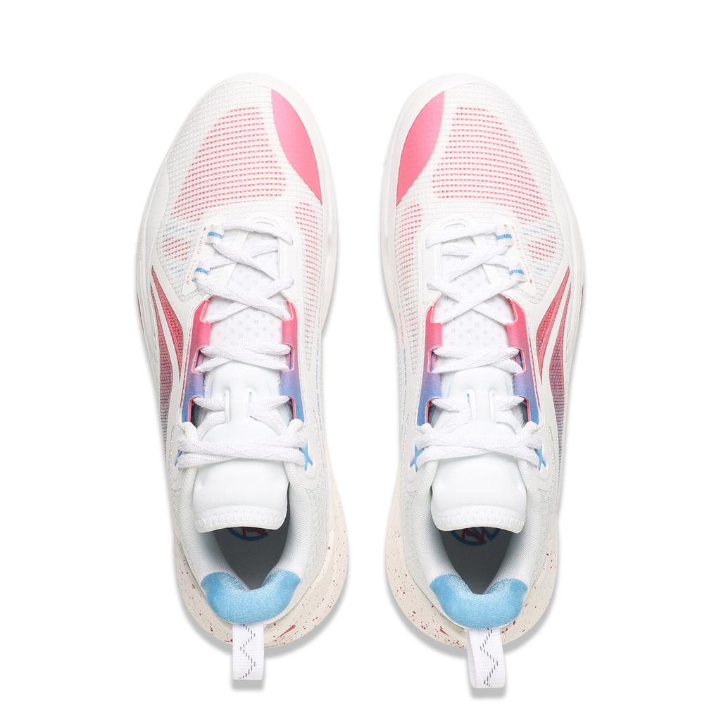 New LiNing Speed 10 Cushioning, Wear Resistant Low Top Basketball Shoes Men's White Pink Blue ABAT085-76