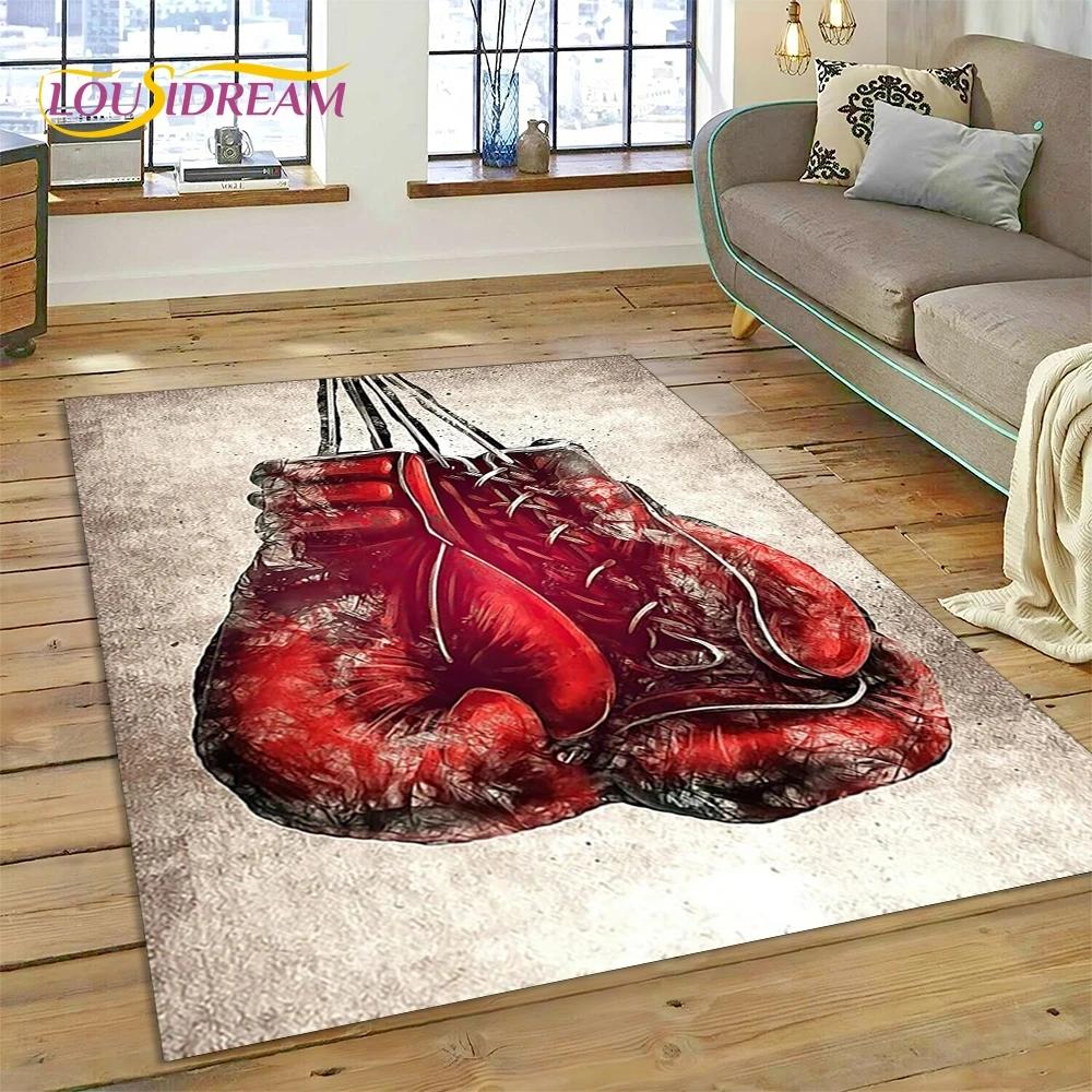 Rękawice bokserskie Bokser Walka Kreskówka Dywanik Dywan do Salonu Sypialni Dekoracja Domu, Mata Podłogowa Antypoślizgowa Dekoracja na Sofę Wycieraczka