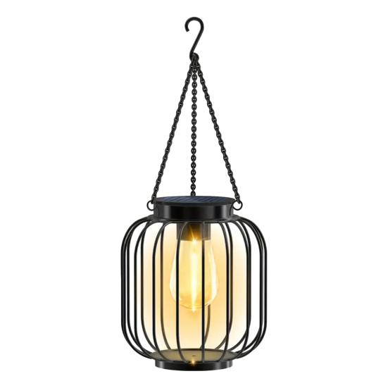 Metal Solar Lantern Retro Lantern Solar Garden Light Outdoor Waterproof Solar Powered Hanging B