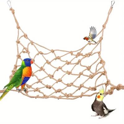 Papagei Schaukel Seil Vögel Hängendes Kletternetz mit Haken Hängematte Vögel Ständer Leiter Vögel Kauen Spielen Gym Hamster Kaninchen Spielzeug