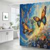 Vibrant Butterfly Garden Waterproof Mildew-Resistant Shower Curtain - Artistic Design for a Magical Bathroom Décor Experience