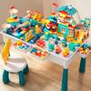 Large Multifunctional Building Block Table for Children's Early Education, Compatible with Lego