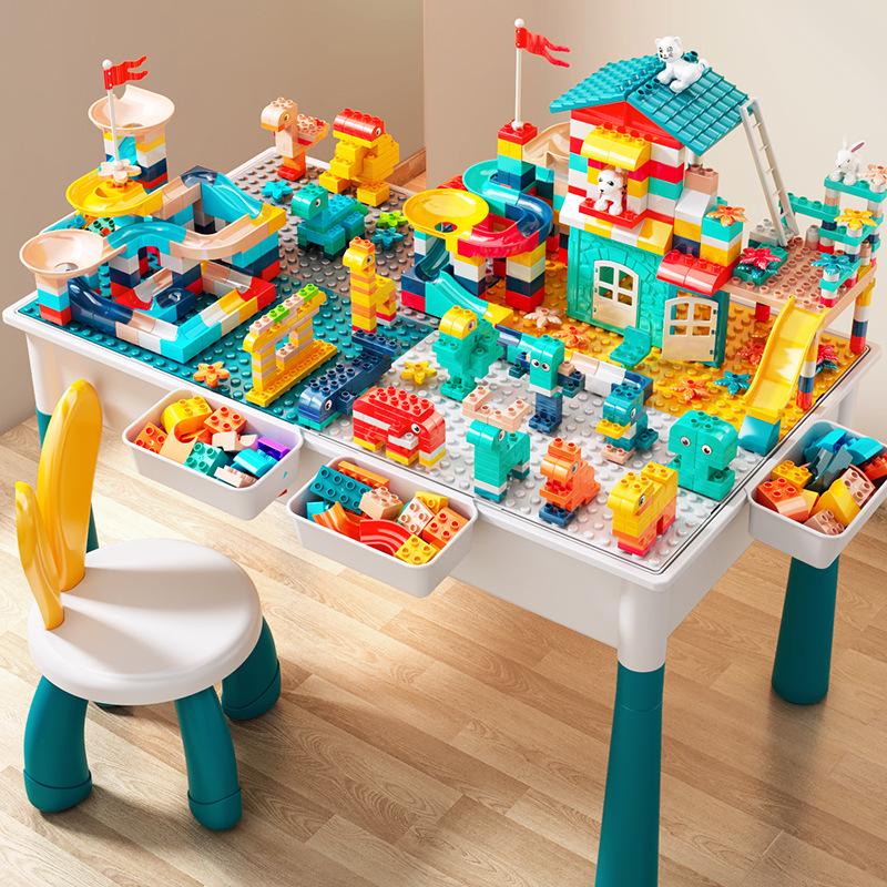 Large Multifunctional Building Block Table for Children's Early Education, Compatible with Lego
