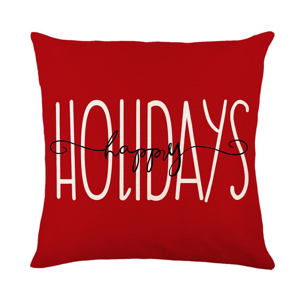Santa Claus Linen Printed Pillow Cover Home Living Room Sofa Cushion Cover Bedroom Pillow Cover
