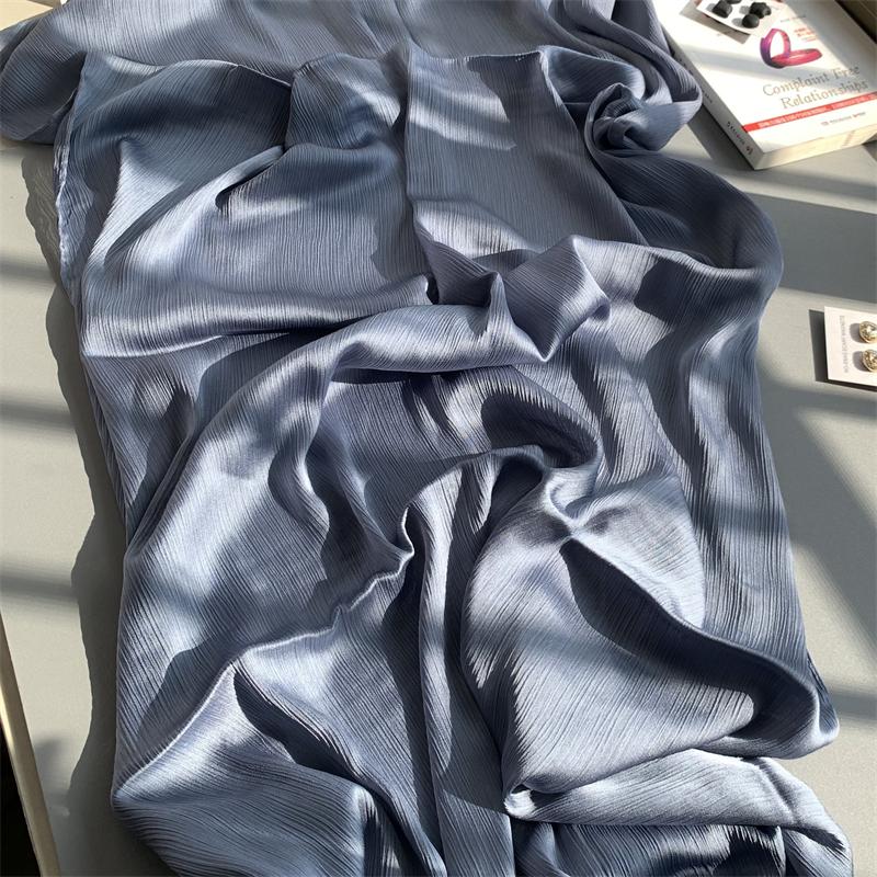 Crinkle Satin Chiffon Hijab for Muslim Women Mini Crepe Plain Shawl Wrinkle Solid Long Turban Islam Headscarf