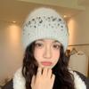 Knitted Hat Women's Winter Thickened Warm Ear Protection Hat Rhinestone Wool Hat Winter Hats for Women, Beanies for Women, Hats for Women Winter