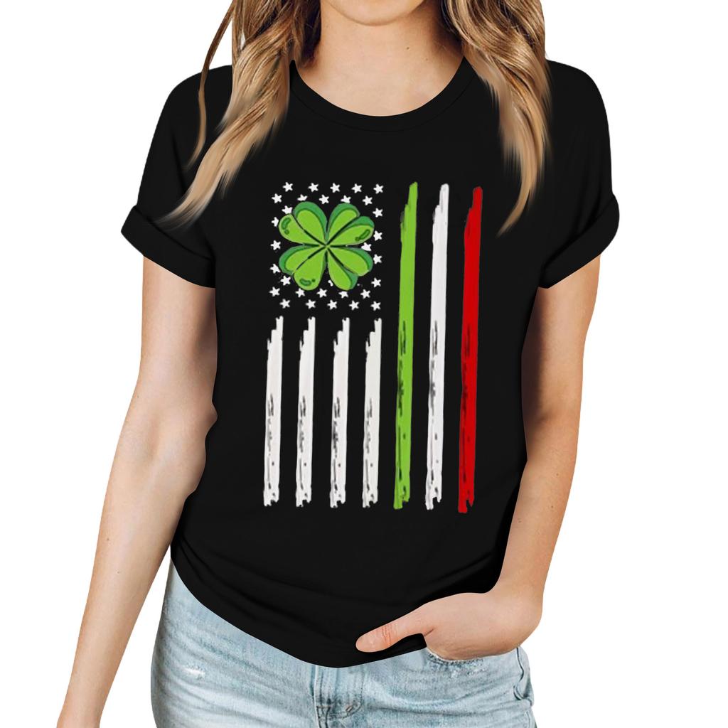 Women's Casual Printed T-Shirt Round Neck Pullover Short Sleeve Top