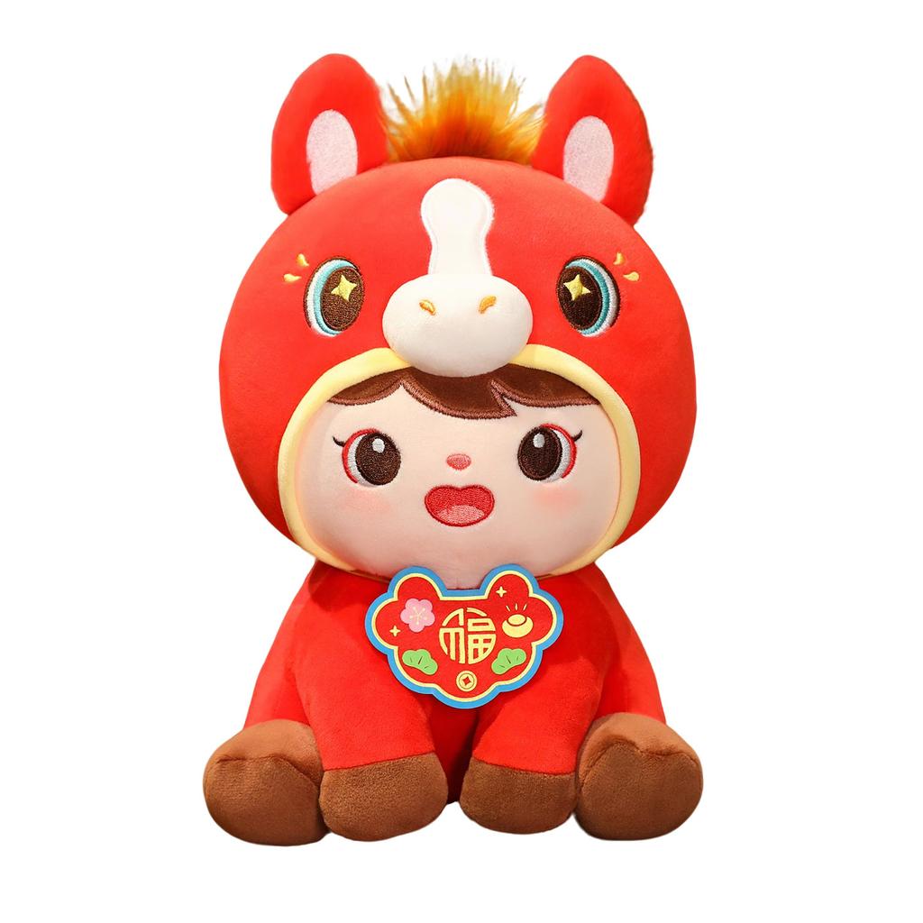 New Plush Chinese Horse Mascot Stuffed Animal Plush Stuffed Animal Toy New Year Blessing Souvenir Chinese Year of The Horse designed for children's