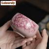 80ML Antikrosa Pfingstrose Ru-Ofen Teetasse Antike Teeschale Set Tassen Persönliche Tasse Jianzhan Blütentee Haushaltsgeschirr