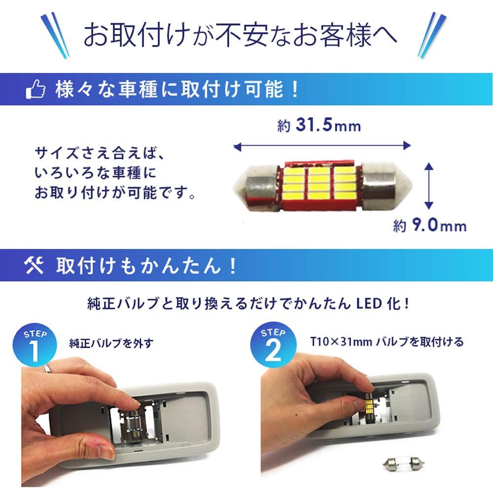 T10 31mm LED Set of for Room Lamps Fcl. Bulbs, 12-LED Bulb, 2,