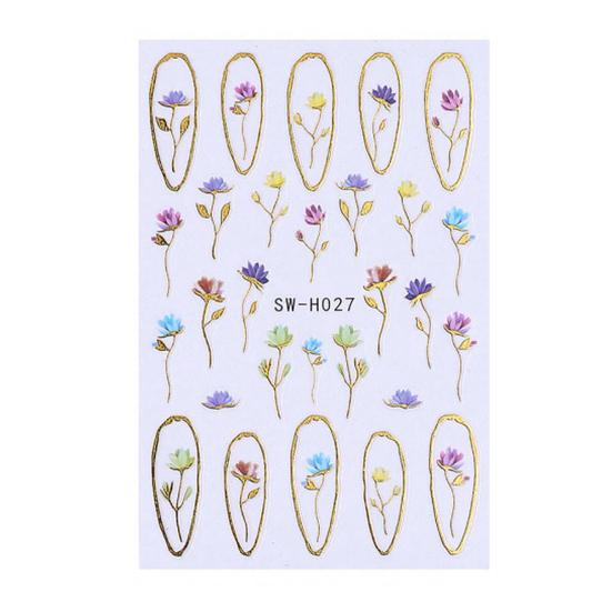 Floral Nail Art Stickers Self-adhesive Spring Summer Flower Pattern Women Manicure Decoration Decals Home Salon DIY Nail Supplies