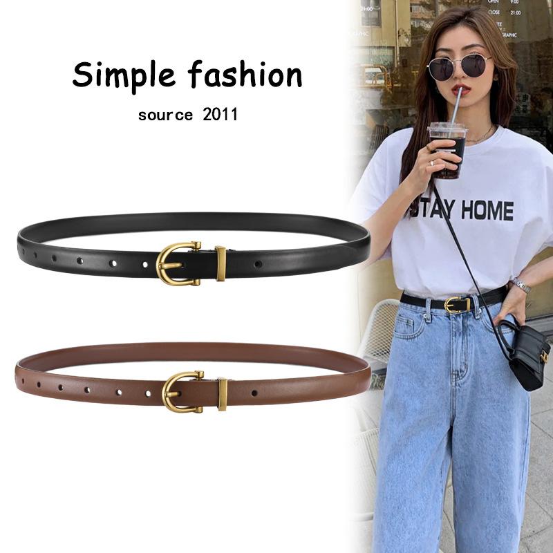 Belt Women'S Leather Decorative Casual Suit With Jeans Retro Real Cowhide Thin Belt