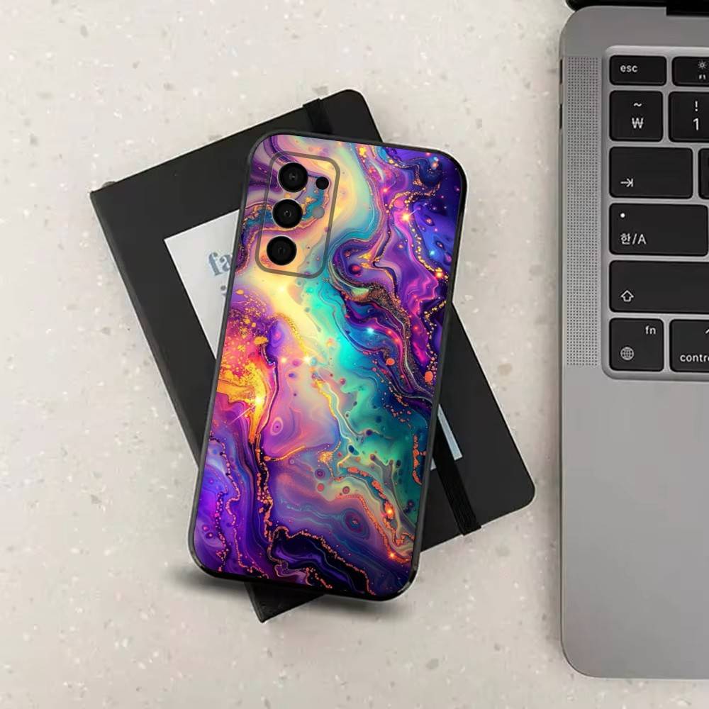 Rainbow Holographic Case For Samsung Galaxy A73,52,71,53,32,72,41,J7,22,Note,31,8,9,Soft Black Silicone Cover