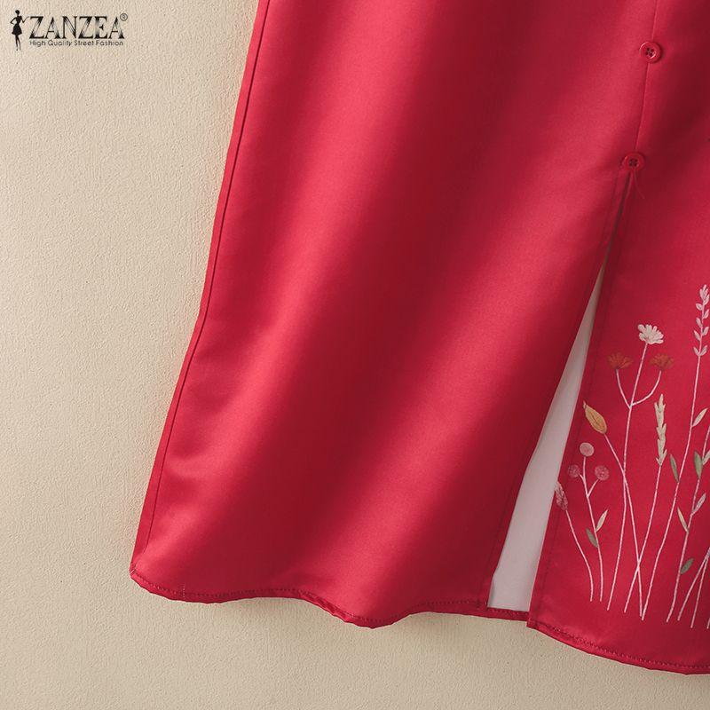 ZANZEA Women Casual Round Neck Summer Sleeveless Print Tank Dress