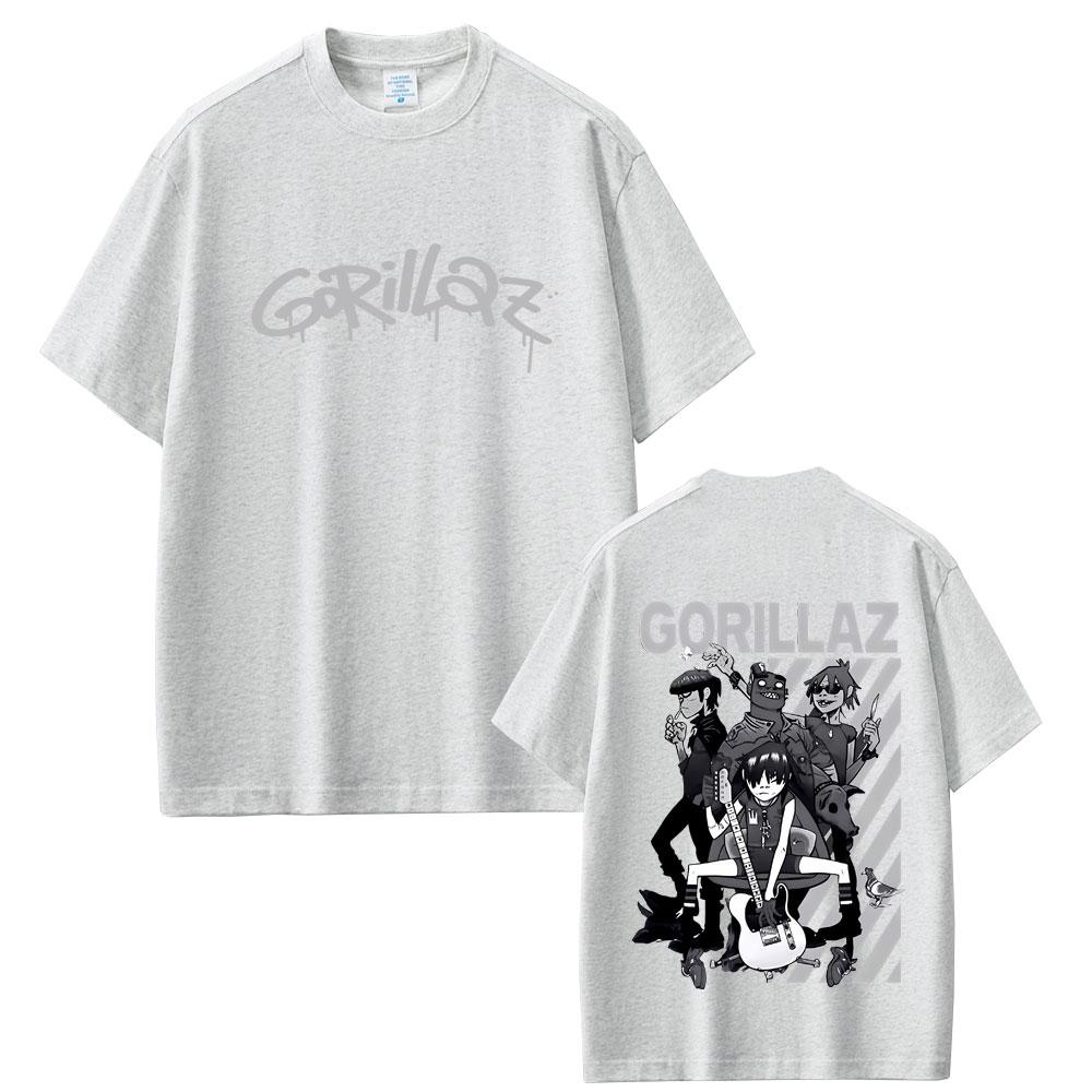 Limited Rock Band Gorillaz Print Tshirt Men Women Hip Hop Gothic Oversized Streetwear Mens Casual Vintage Short Sleeve Tshirt