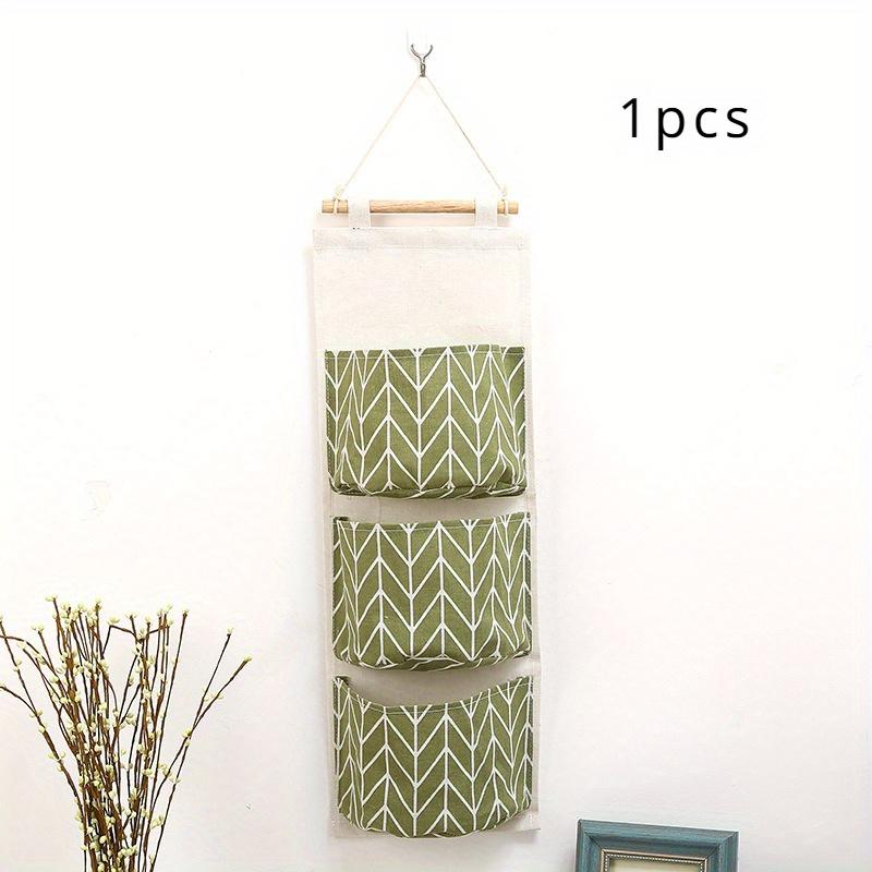 1pcs Decorative Hanging Storage Bag With 3 Pockets, Over The Door Hanging Bag, Wall Mounted Storage Bag Behind The Door,