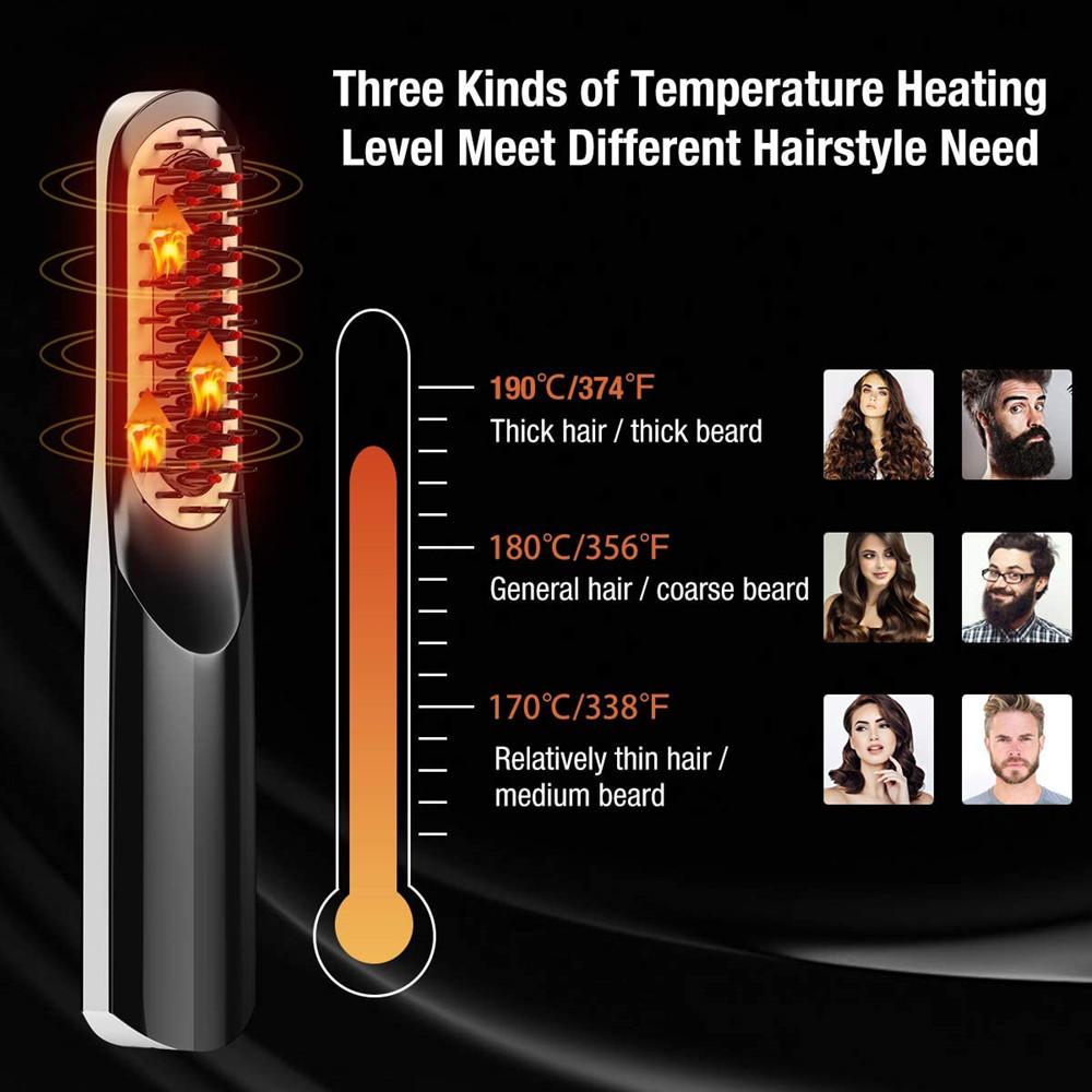 Beard Straightener For Men Beard Straightening Comb Cordless Multifunctional Hair Brush Straightening Comb Quick Hair Style Tool