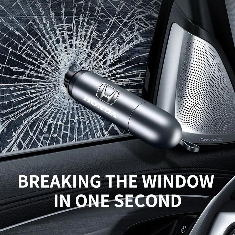 FIT Car New Honda Car Safety Hammer Auto Emergency Glass Window Breaker Seat Belt Cutter For Honda Insight Type S R VTEC DOHC V