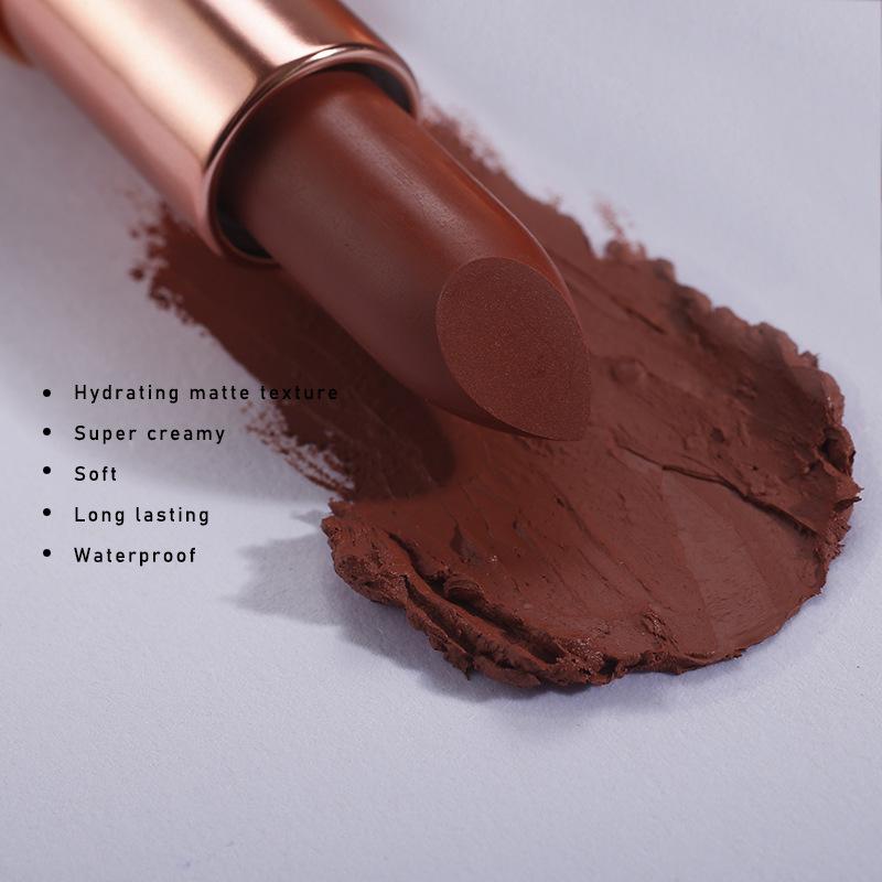 Beckisue Nude Matte Velvet Lipstick Set Coffee Peach Violet Creamy Texture 4pcs