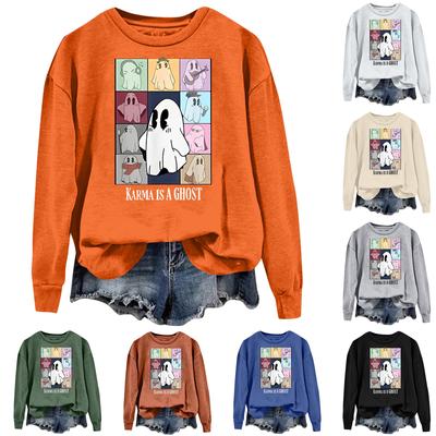 Women's Casual Fashion Printed Long Sleeve O-Neck Pullover Top Blouse