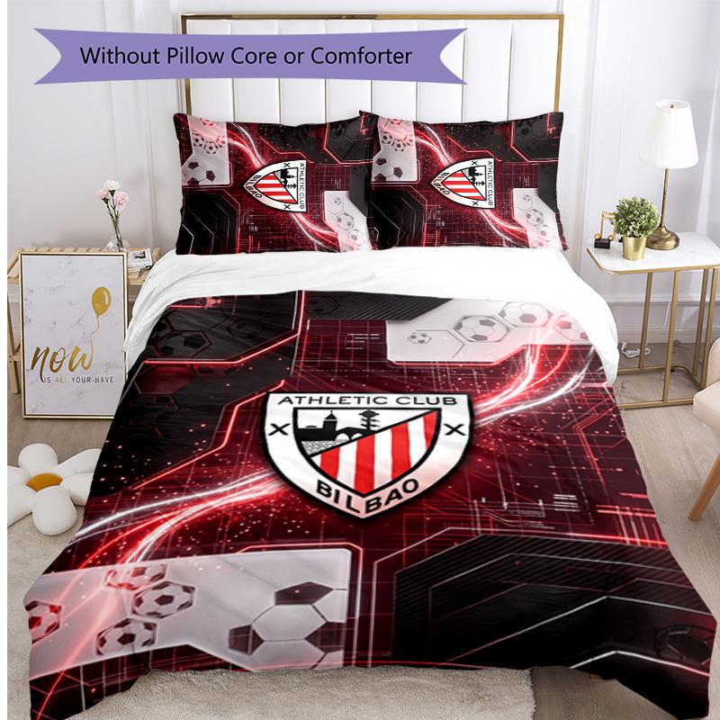 Set Lenzuola 3 Pezzi Stampato Calcio Athletic Bilbao, Comodo Set Copripiumino per Camera da Letto Amico della Pelle