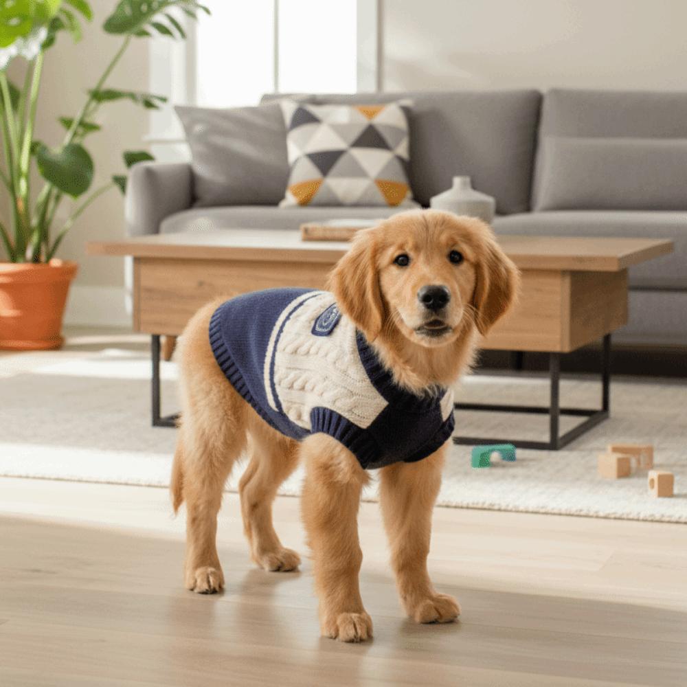 Round Neck Pet Knitted Vest College Style Dog Pullover Dog Warm Sweater Outdoor Activities