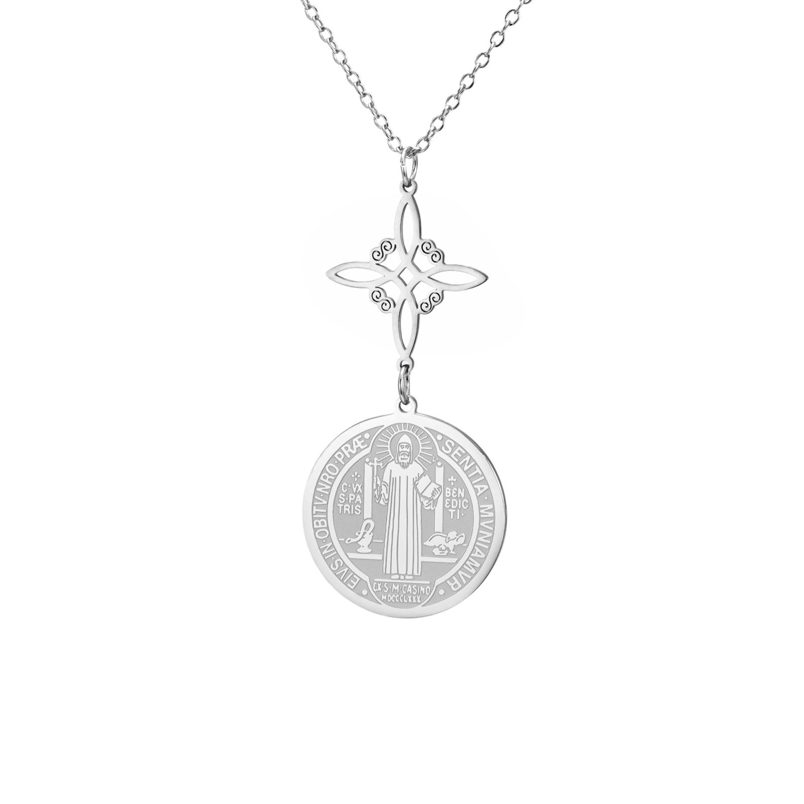 

LIKGREAT Witch Knot Protection Necklace St. Benedict Medal Neckchain Catholic Wicca Stainless Steel Jewelry Valentine s Day Gift