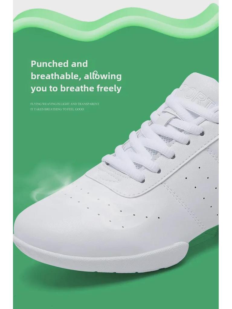 Kinder Wettkampf Aerobic Cheerleading Schuhe - Weiche, Rutschfeste Weiße Schuhe für Training und Wettkämpfe