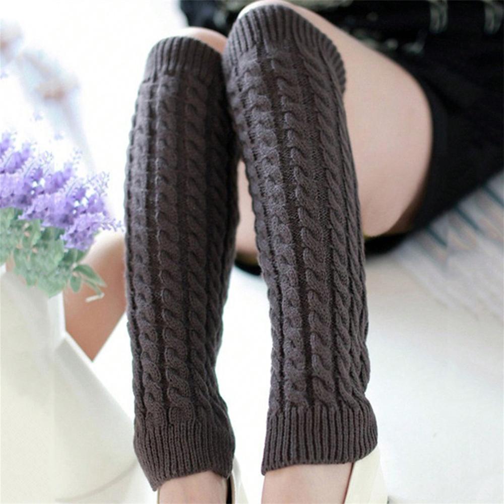1PC Gaiters Boot Cuffs Woman Thigh High Warm Knit Knitted Knee Socks Black Leg Warmers for Women