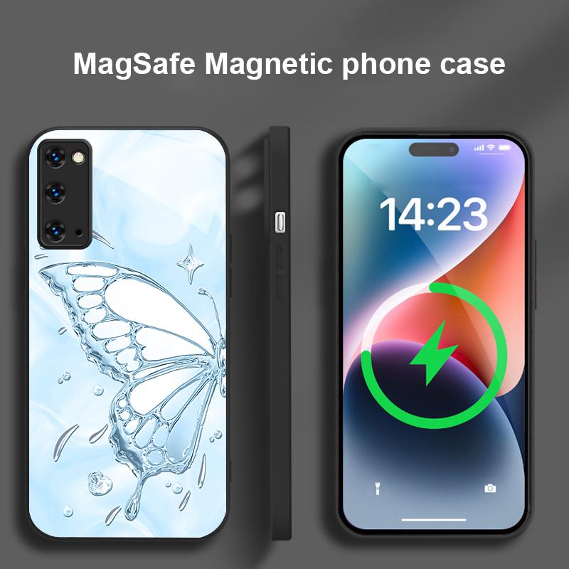 Butterfly of Ice Crystals For Samsung S25 S25 Edge S25Ultra S8 9 10 20 S21 Pro 22 Plus S23 FE S24 Ultra Magsafe Glass Phone Case