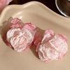 Women's Lovely Two-Tone Pink Flower Earrings [Silver Needle]