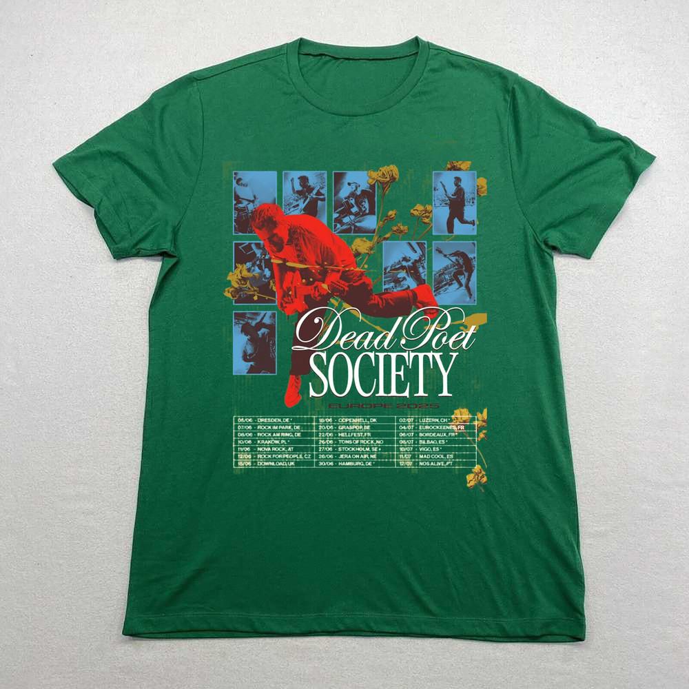 НОВЫЙ Футболка с принтом группы Общество мертвых поэтов, тур 2025, синяя, все размеры S-5XL, подарок фанату, HH301, унисекс S