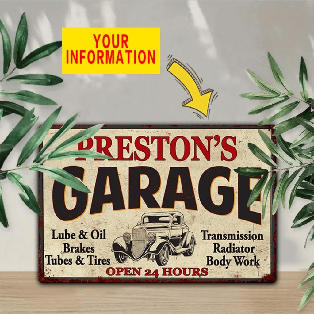 Personalized Metal Garage Sign Retro Wall Art Decor Custom
